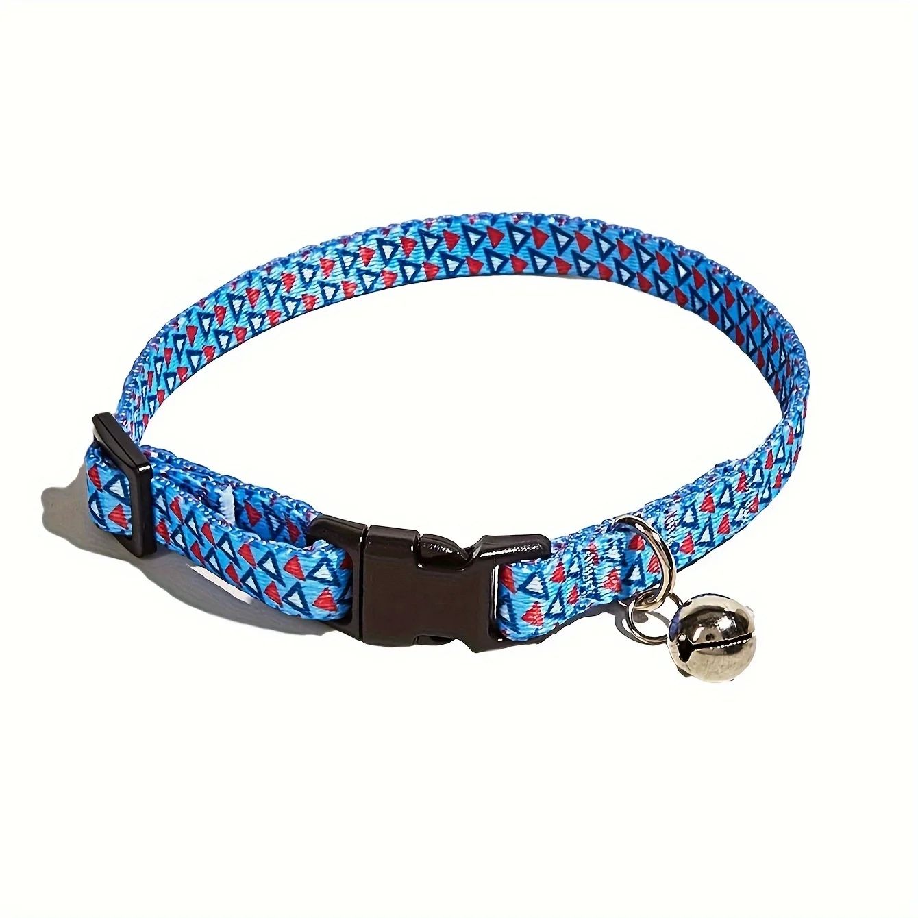 Geometric Doodles Adjustable Cat Collar – Colorful Printed Nylon Pet Collar with Bell for Cats & Puppies