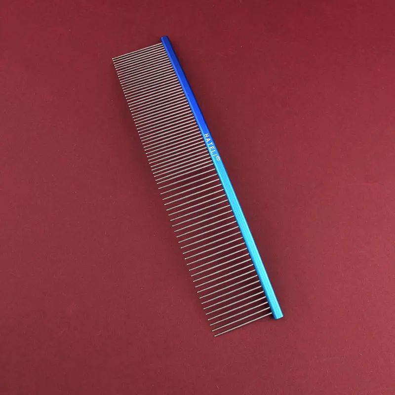 Rainbow Stainless Steel Pet Grooming Comb – Curved Dense Teeth Deshedding & Hair Removal Brush for Dogs and Cats