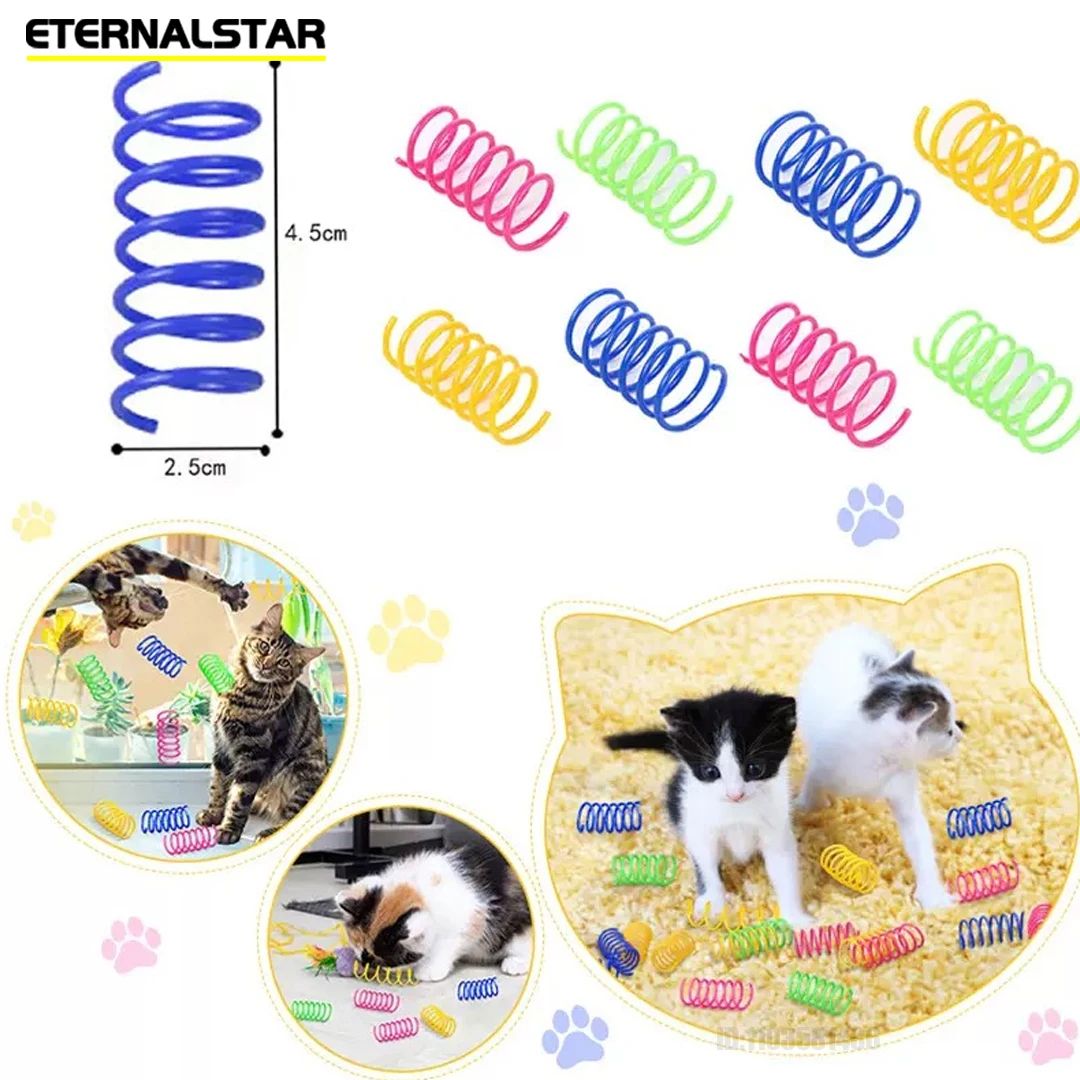 Colorful Interactive Cat Spring Toy Set – Durable Plastic Coil Toys for Indoor Cats, Hunting, Chasing & Exercise