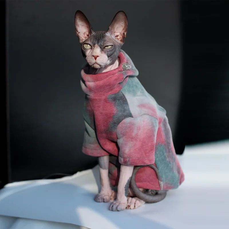 Sphynx Hairless Cat Hoodie – Fleece-Lined Warm Autumn & Winter Jacket for Sphynx, Devon Rex & Small Dogs