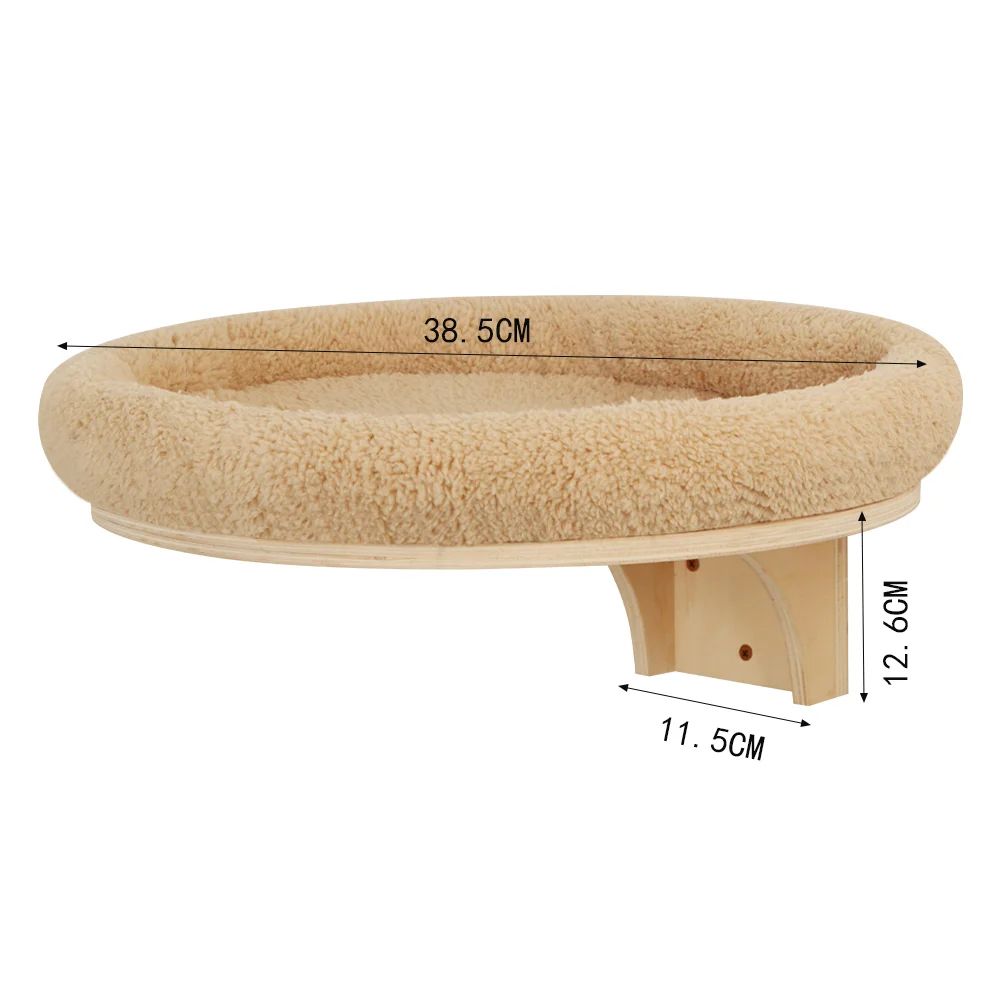 Wall Mounted Wooden Cat Perch โ Elevated Winter Cat Bed & Space-Saving Cat Furniture with Support Brackets