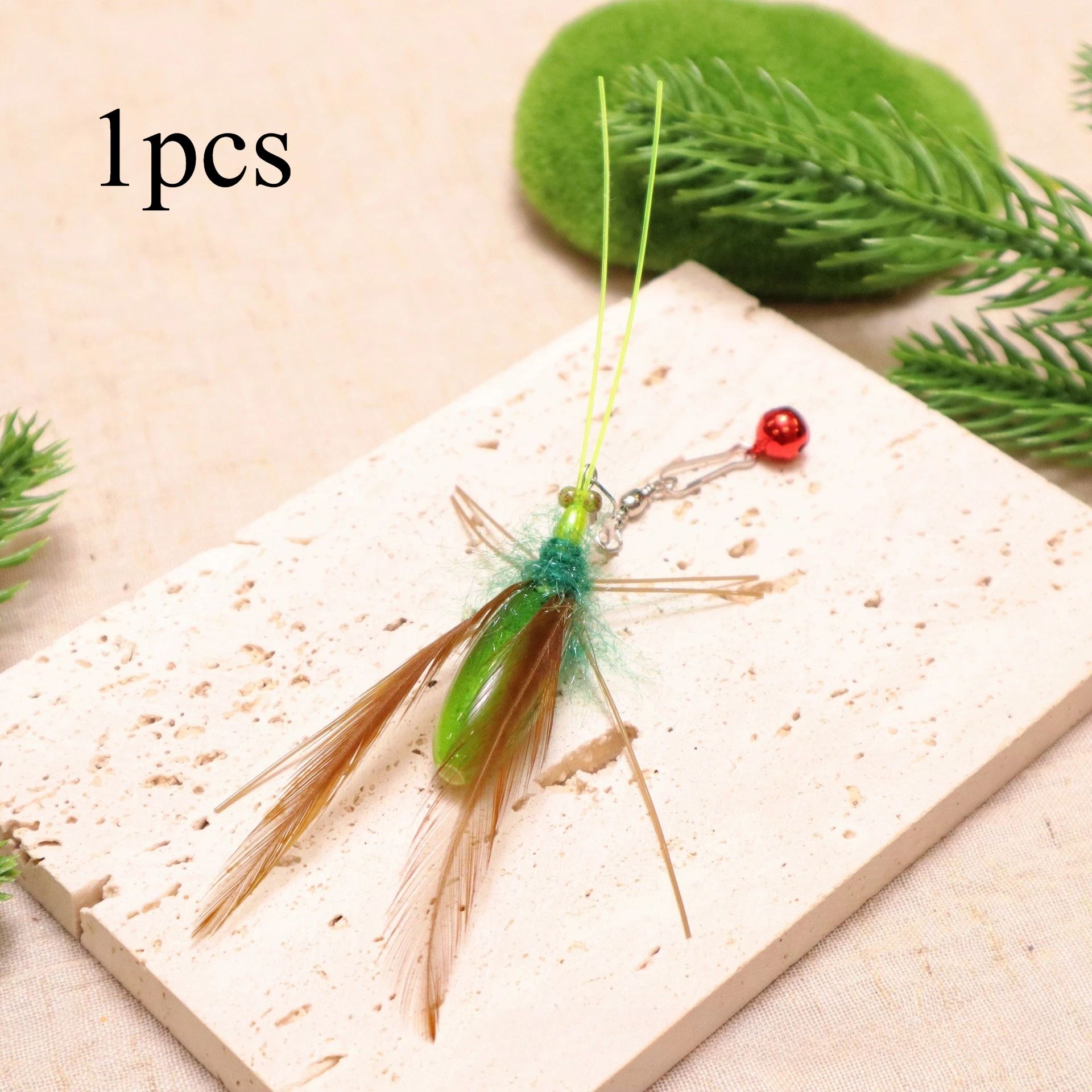 2pcs Interactive Mantis & Bee Feather Cat Teaser Toy Refills – Replacement Attachments for Wand & Stick Cat Toys