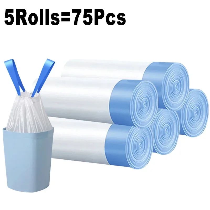 Drawstring Trash Bags – Thick Heavy-Duty Kitchen Garbage Bags with Automatic Closure for Home, Office & Dorm Use