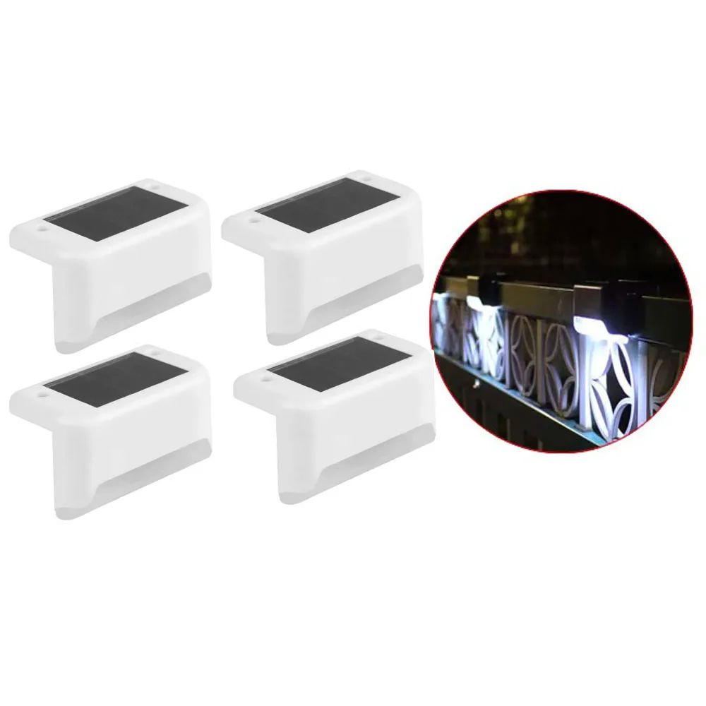 4-Pack Solar LED Deck Step Lights – IP65 Waterproof Dusk-to-Dawn Solar Fence & Stair Lights for Patio, Yard & Railing