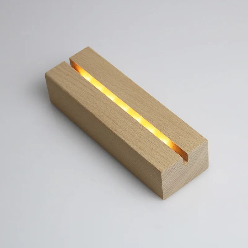 Beech Wood LED Light Display Base – AAA Battery Powered Stand for Acrylic, Crystal, Resin & Glass Art Displays