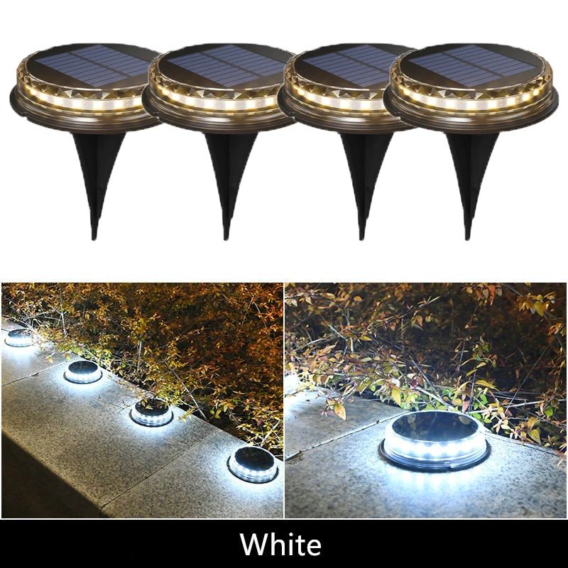 Solar LED Ground Disk Lights – 4.5 in. IP65 Waterproof Outdoor Landscape Pathway Garden Lawn Lights, 17 LEDs