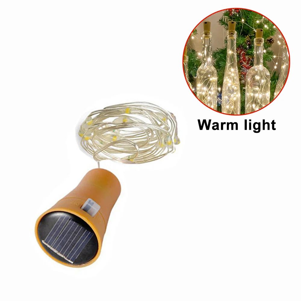 Solar Wine Bottle Cork Fairy Lights – 6.6 ft. 20 LED Waterproof Copper Wire String Lights for Garden, Patio & Home Decor