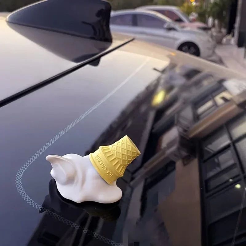 Cute Ice Cream Cone Car Ornament – Adorable ABS Dashboard & Air Vent Decoration for Cars, Trucks, SUVs & Office Desks