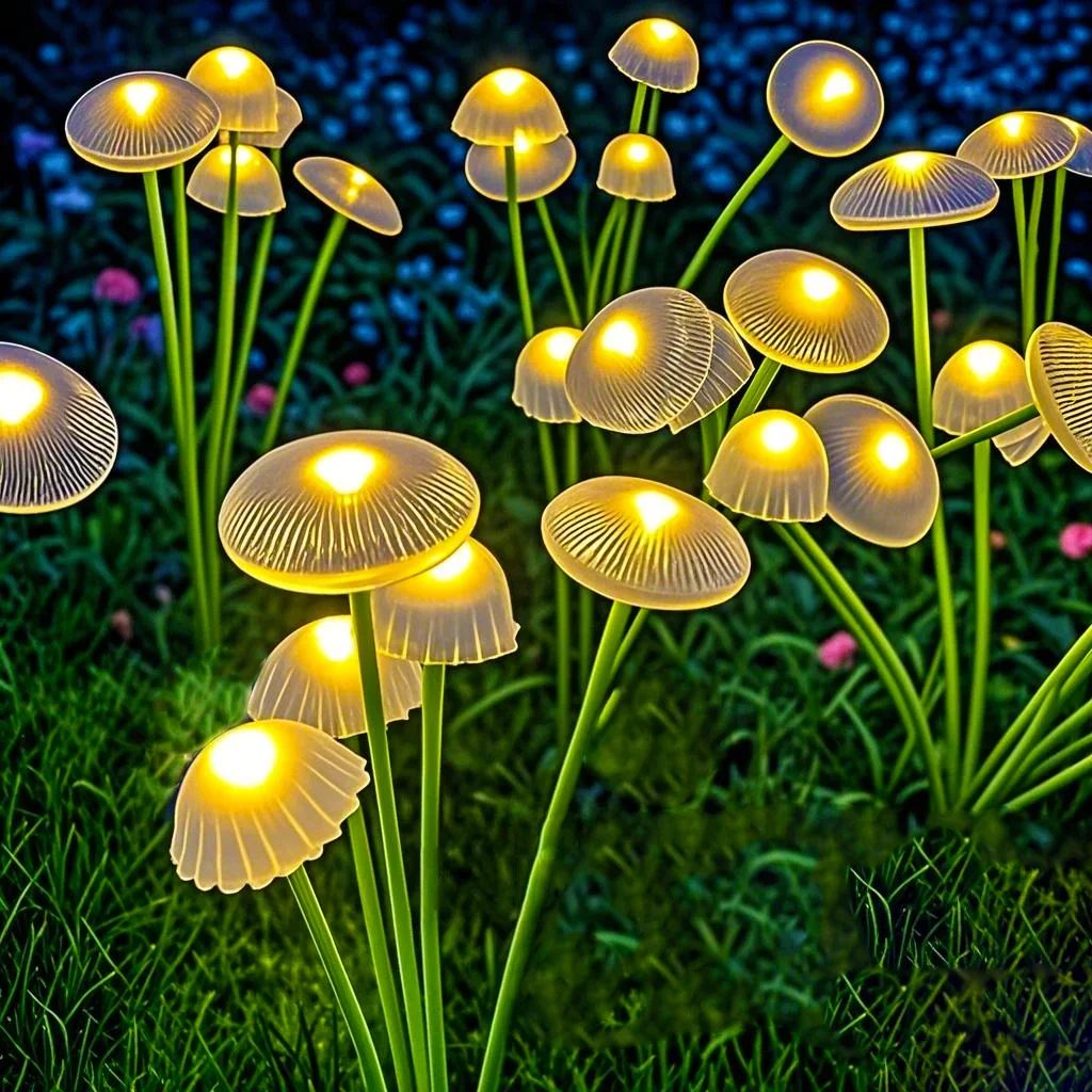 Dual-Mode Solar Mushroom Garden Lights – IP65 Waterproof 6-Head LED Jellyfish Pathway Lights for Yard, Patio & Landscape