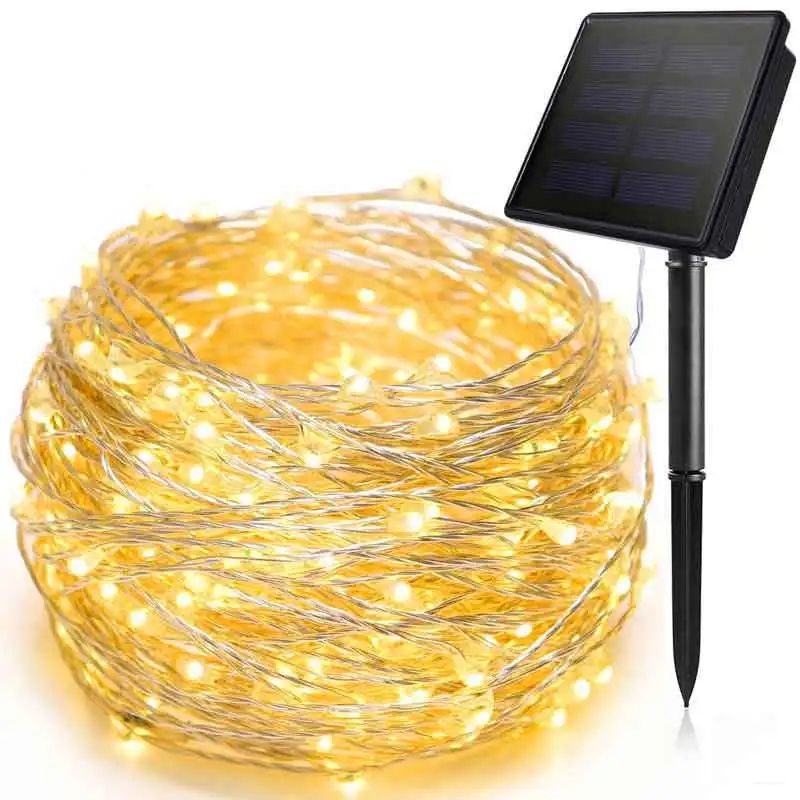 100 LED Solar Fairy String Lights – Waterproof Copper Wire Garland with 8 Lighting Modes for Outdoor Garden Wedding Chri
