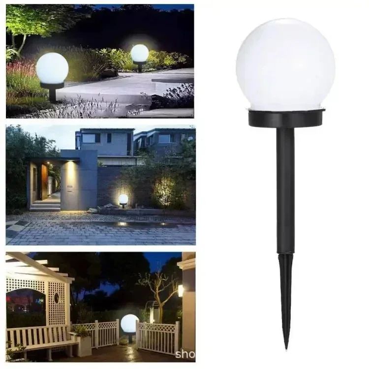 Solar Powered LED Globe Garden Light – Waterproof Outdoor Lawn Pathway Landscape Lamp with Auto On/Off Warm White RGB Li