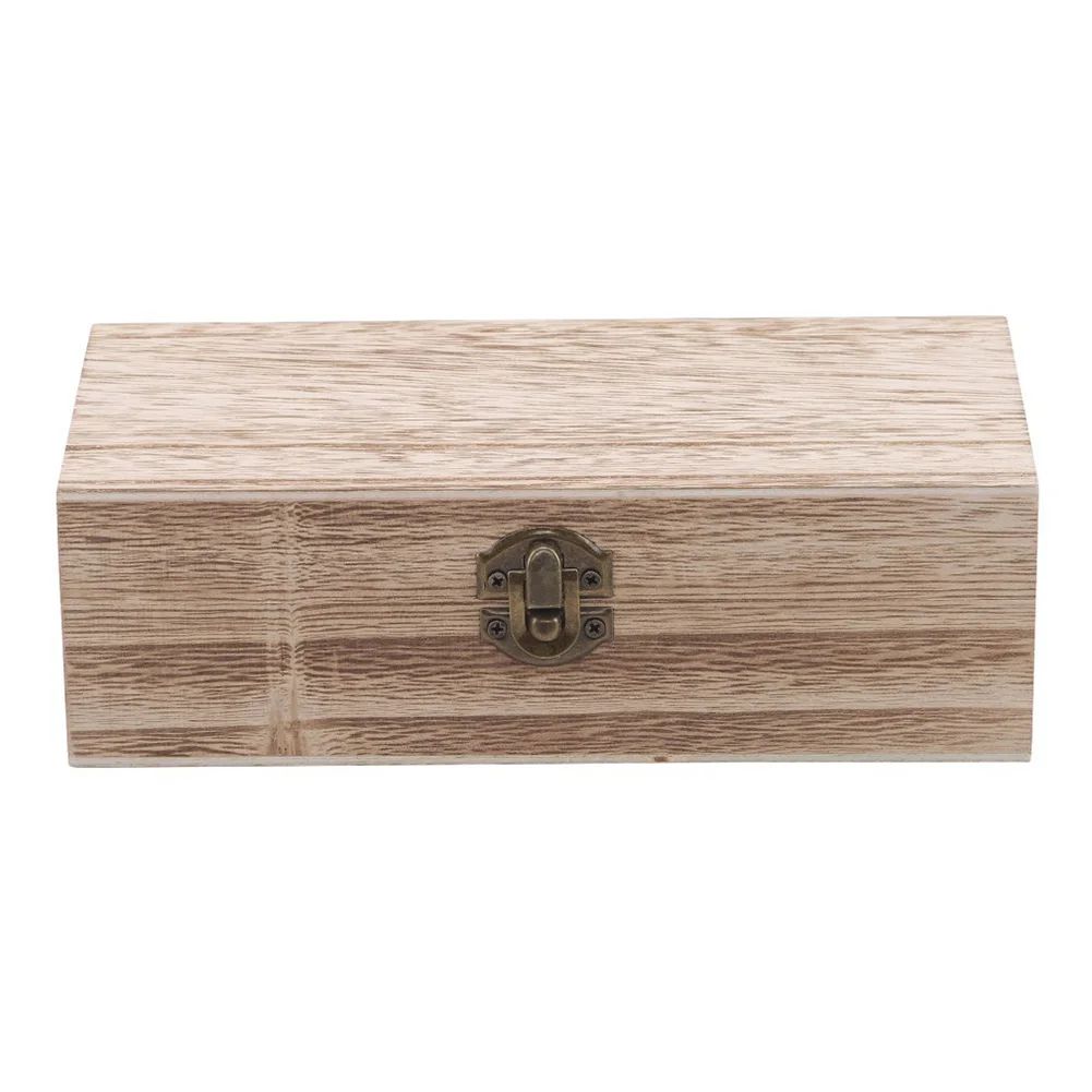 Wooden Storage Box with Vintage Metal Latch – Retro Jewelry Box Desktop Organizer Keepsake Gift Box with Lid
