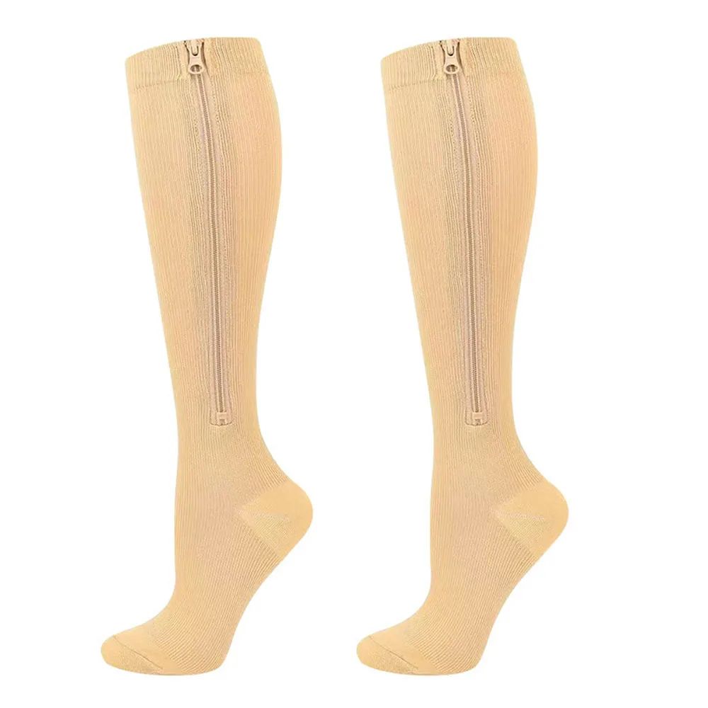 Open Toe Compression Socks with Zipper – Knee High Support Stockings for Travel, Sports, Circulation & Recovery