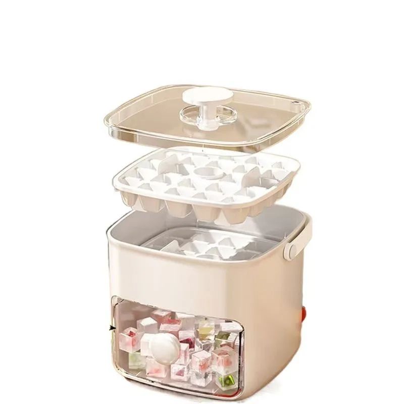 Large 48-Grid Ice Cube Tray with Storage Bin – Food-Grade Plastic Double-Layer Easy Release Ice Cube Maker