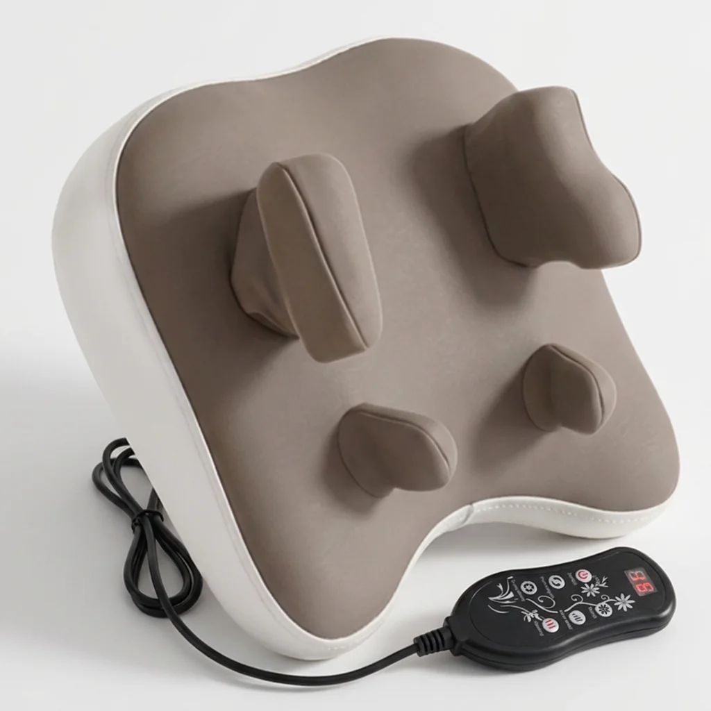 Wireless Rechargeable Shiatsu Neck & Shoulder Massage Pillow – Heated Deep Kneading Massager for Home, Car, Waist & Legs