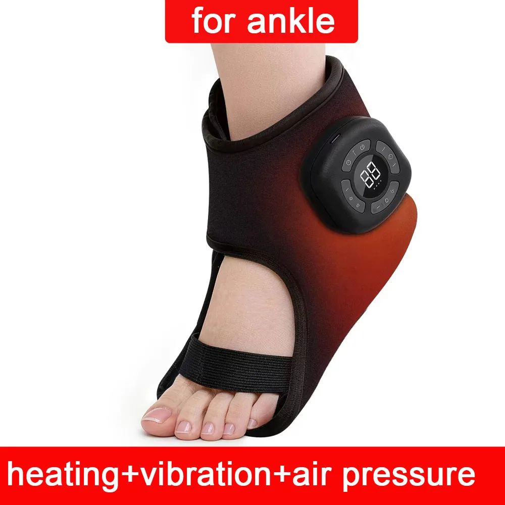 Cordless Ankle Foot Air Massager with Heat & Vibration – Rechargeable Compression Wrap Support Sleeve 1200mAh Battery