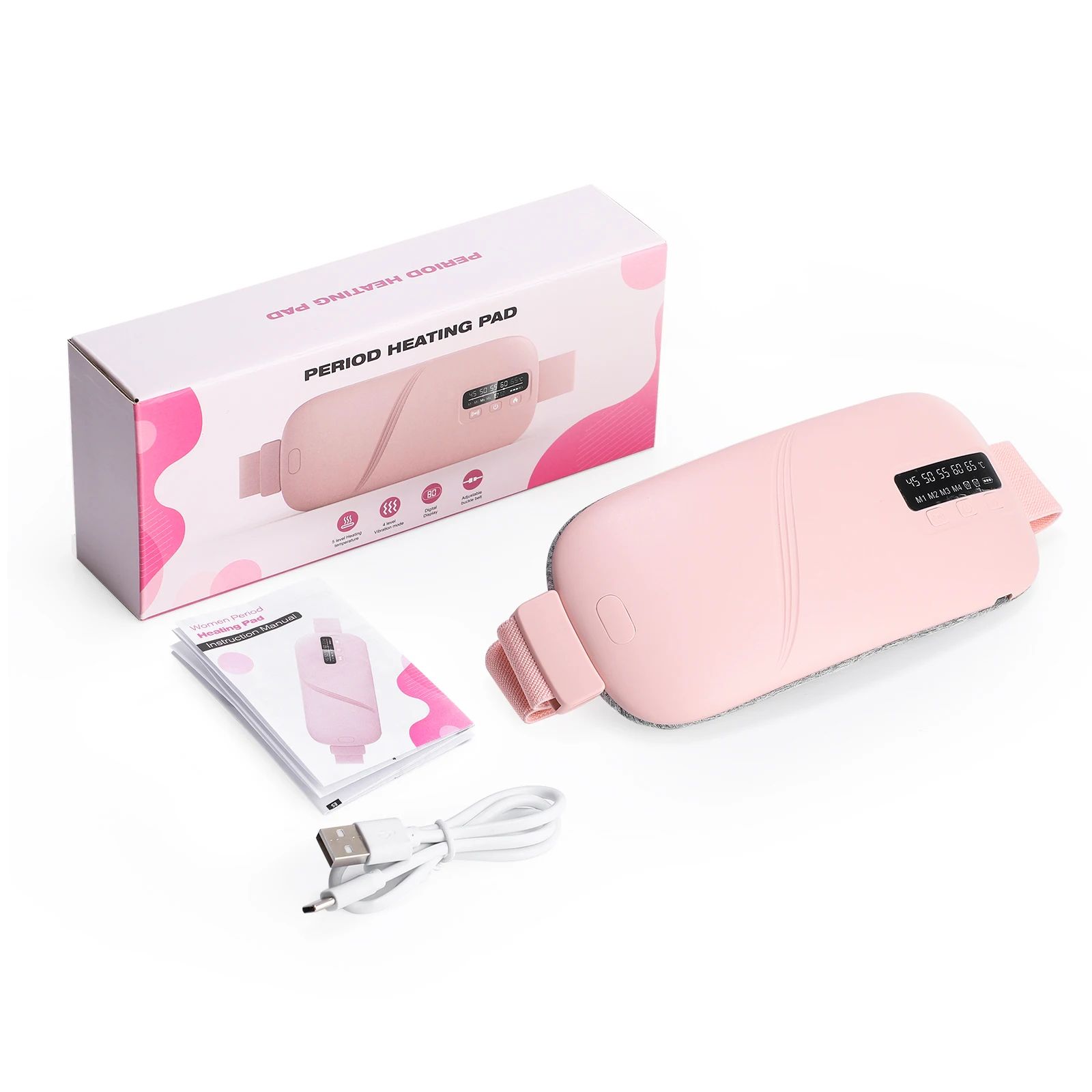 Menstrual Heating Belt with Vibration Massage – Cordless Abdominal Heating Pad for Period Pain Relief
