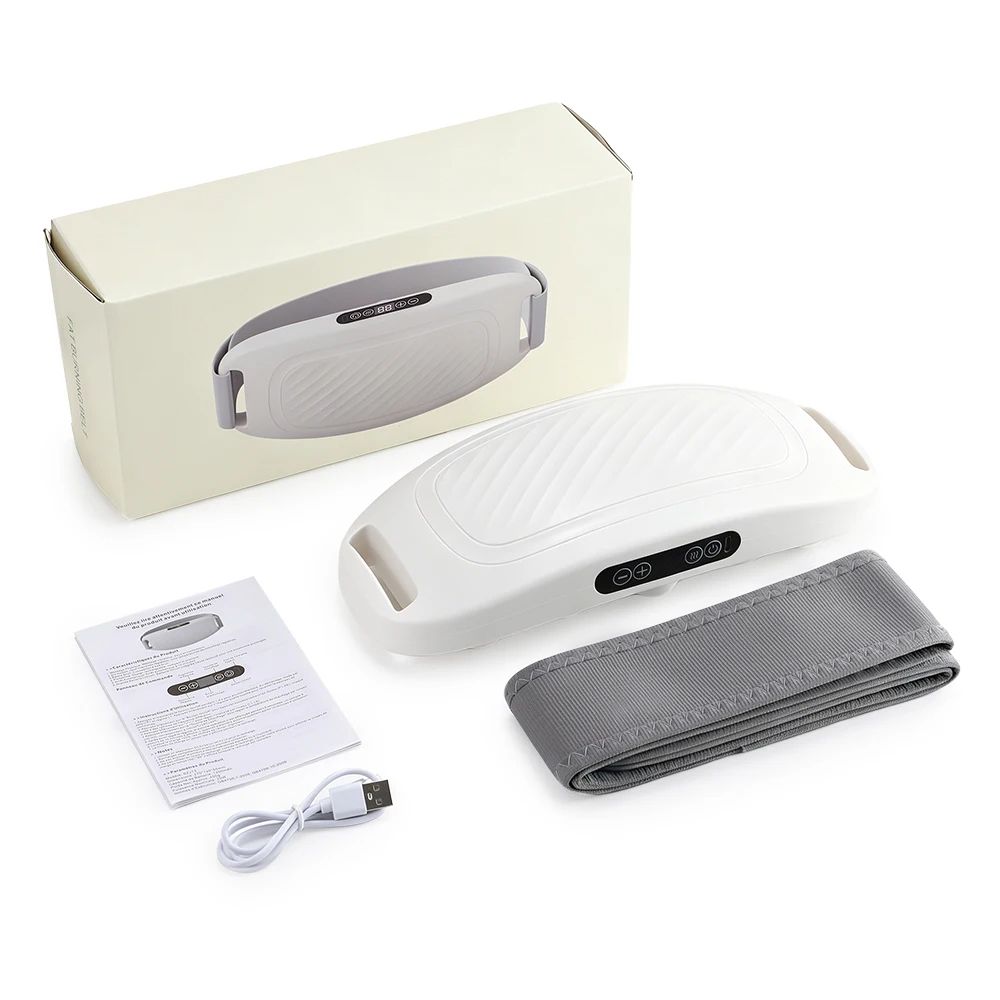 Electric Belly Massager with Heat & 9 Massage Levels –Rechargeable Cordless Abdominal Waist Massage Belt for Home Relief