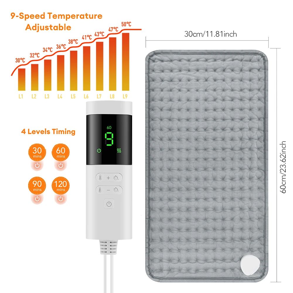 Electric Heating Pad Blanket with 10 Heat Levels & 3 Timer Settings – Washable Heated Pad for Neck Back Shoulder & Legs