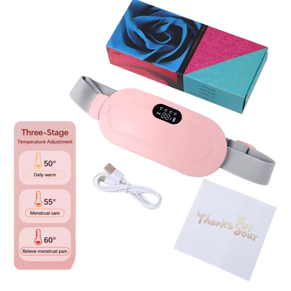 USB Electric Menstrual Heating Pad with Vibration Massage – Portable Period Pain Relief Belt for Abdomen, Waist & Back