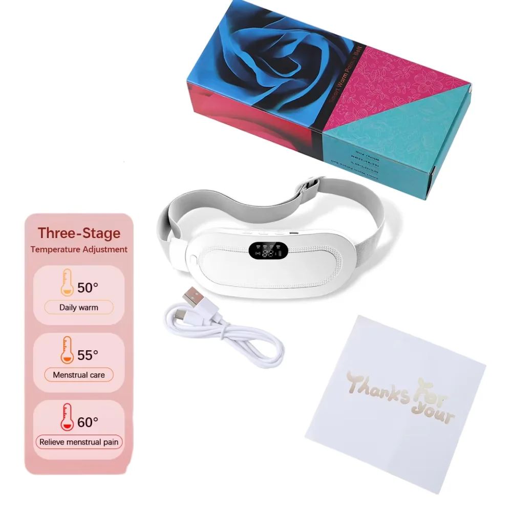 USB Rechargeable Menstrual Heating Pad with Vibration Massager – Electric Waist & Abdominal Cramp Relief Belt for Women
