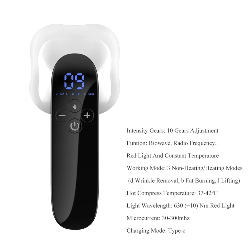 Cordless Body Sculpting Cellulite Massager with RF & Red Light Therapy – Handheld EMS Fat Burner for Face & Body