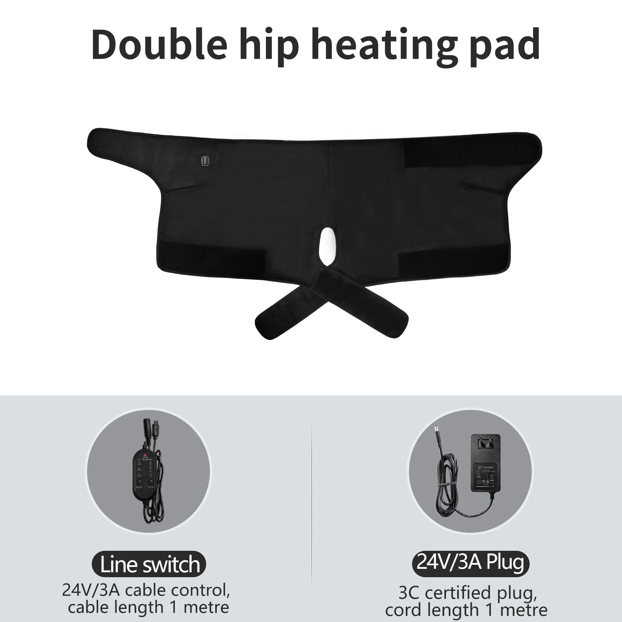 Electric Heated Dual Hip Support Pad with Vibration Massage – Adjustable Hip & Thigh Heating Wrap for Muscle Relief