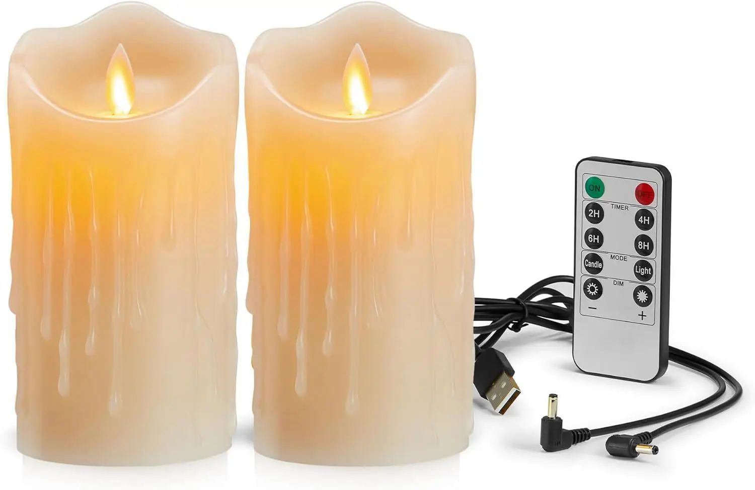 Rechargeable USB Flameless LED Pillar Candles with Remote & Timer – Real Wax Flickering Window Atmosphere Lights