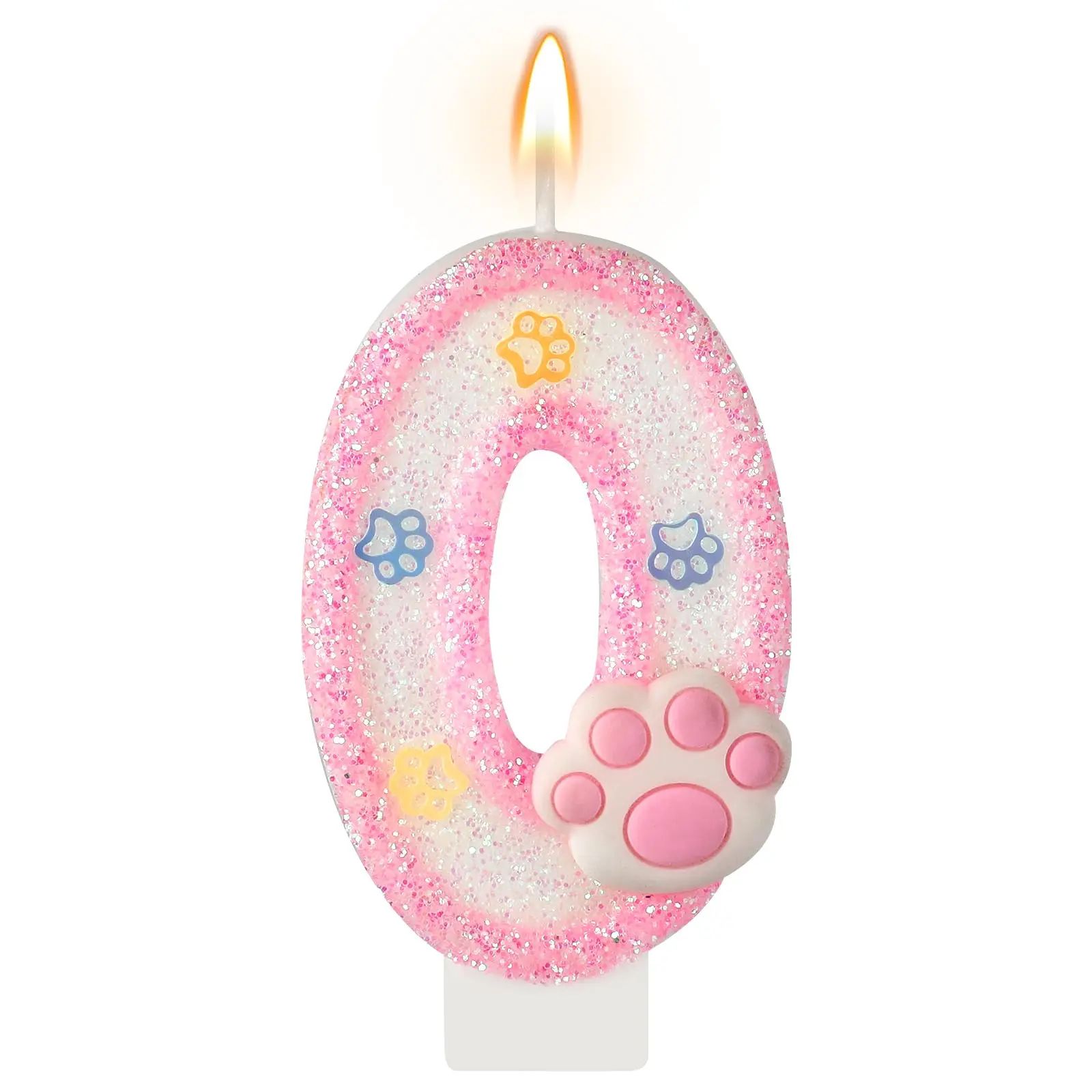 Dog & Cat 3rd Birthday Paw Print Cake Candle Set – Pet Birthday Cake Topper & Cupcake Decorations Party Supplies