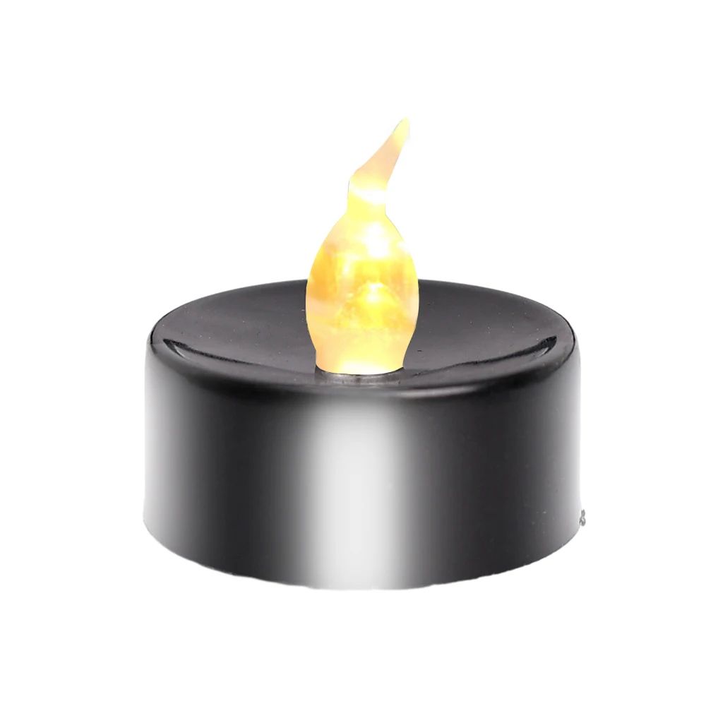 Black Flameless LED Tea Light Candles Battery Operated – Flickering Warm White Fake Candle Lights for Halloween & Decor