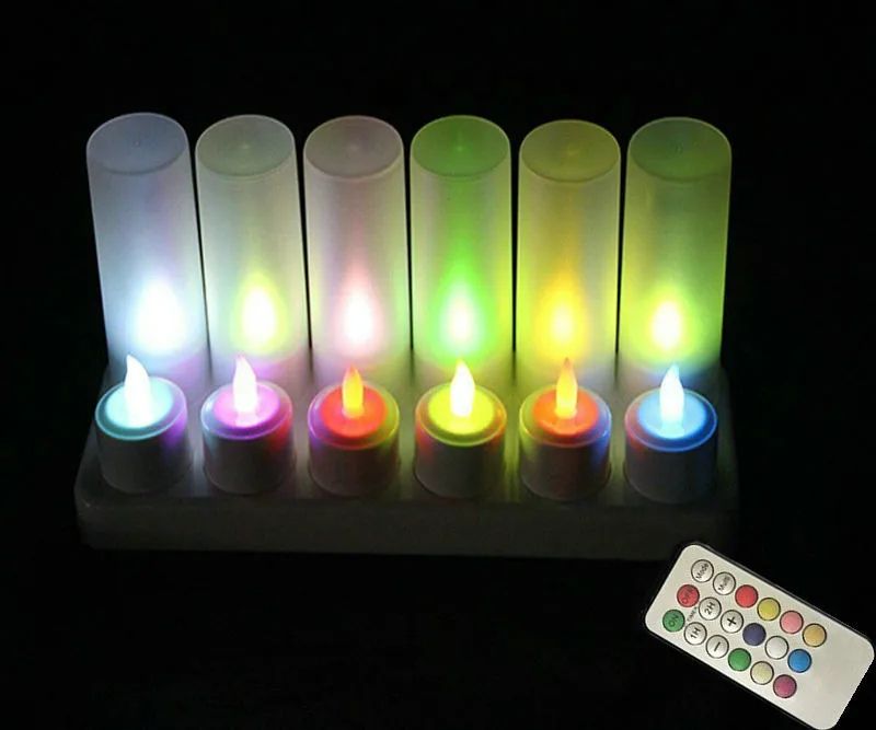 12pcs Rechargeable Flameless LED Tea Light Candles with Remote Control – RGB Color Changing Timer Candles Set