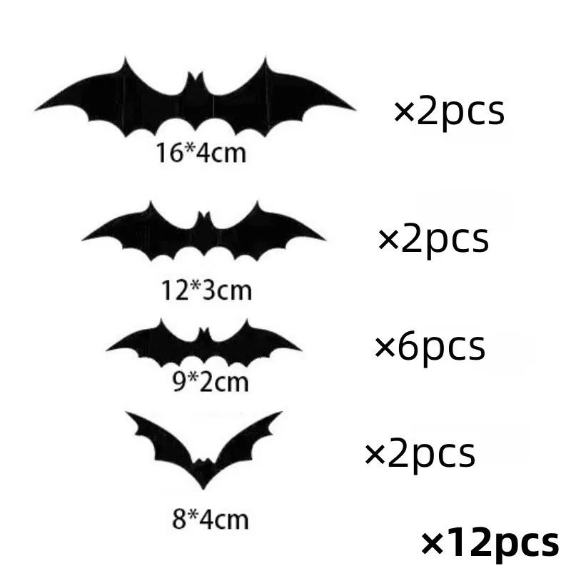 12pcs Hanging Halloween Bats – Large Flying Plastic Bat Decorations for Indoor & Outdoor Party Decor