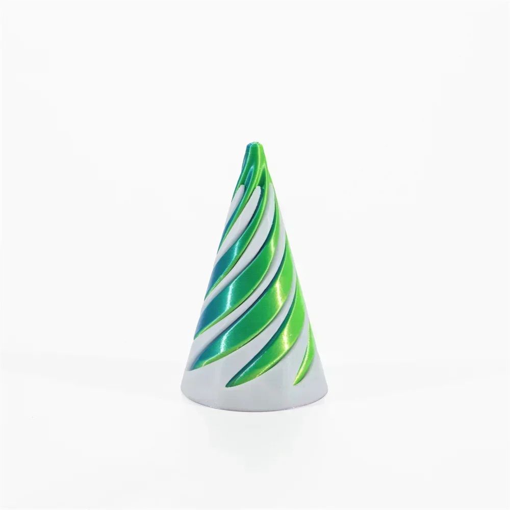 3D Printed Helix Spiral Cone Fidget Toy – Rotating Optical Illusion Desk Sculpture & Stress Relief Decor