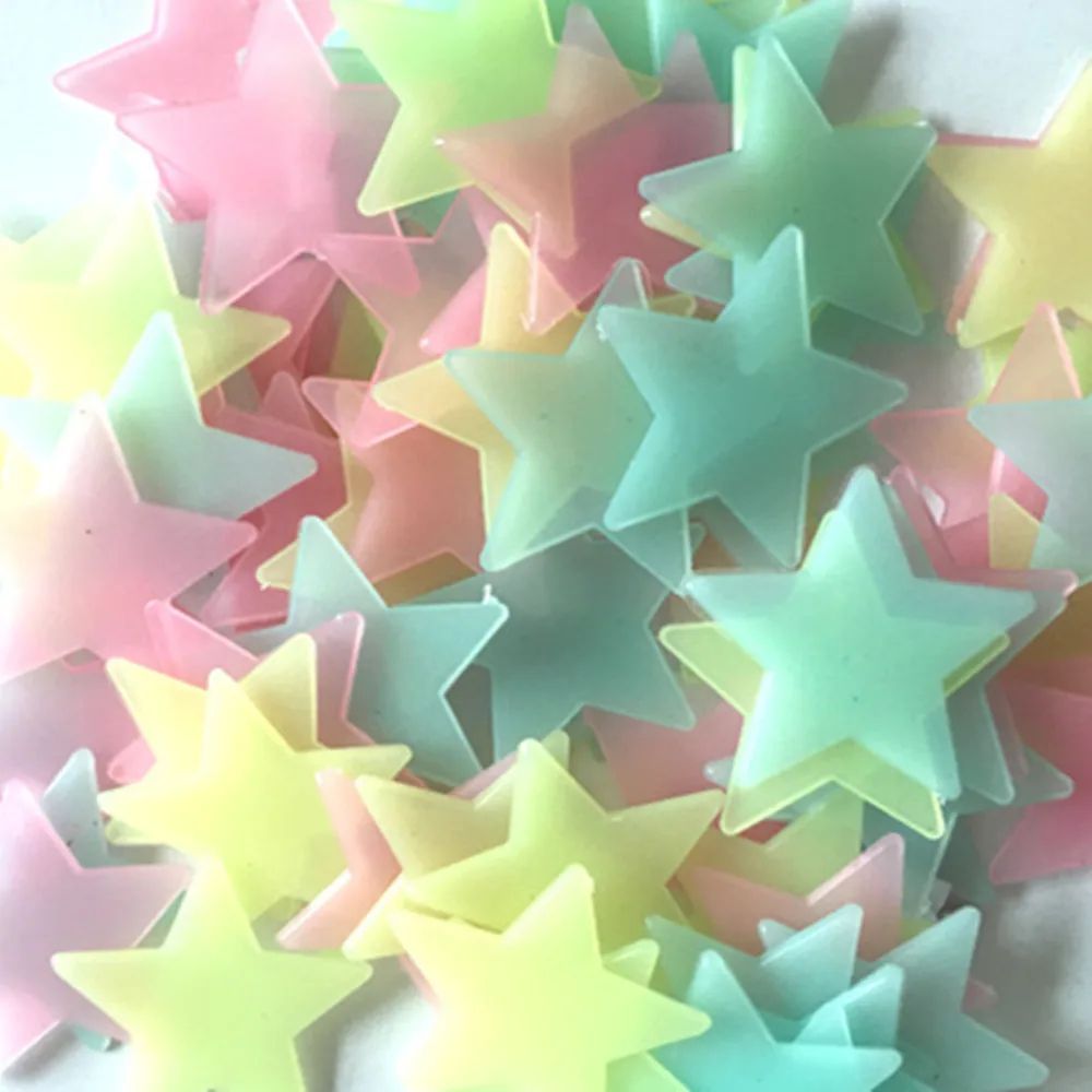 100pcs Glow in the Dark Star Wall Stickers – Luminous Ceiling Decals for Kids Rooms, Nursery & Home Decor
