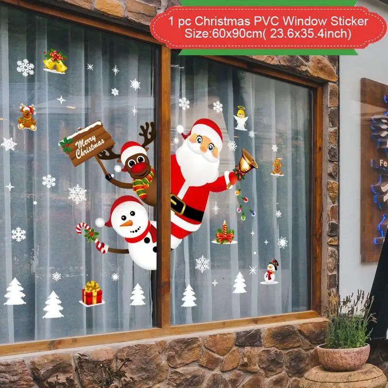 Christmas Window Stickers – Merry Christmas Wall Decals for Windows, Kids Room & New Year Home Decorations