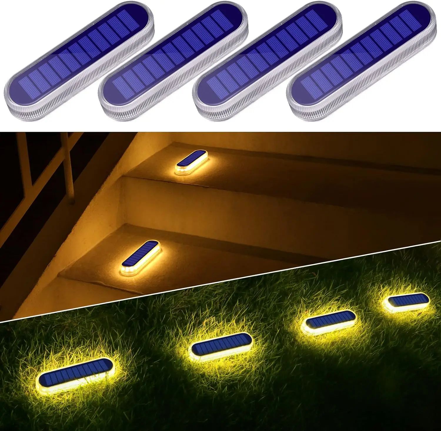 4-Pack Solar Deck Lights – IP68 Waterproof LED Step Lights for Stairs, Driveways, Decks & Walkways