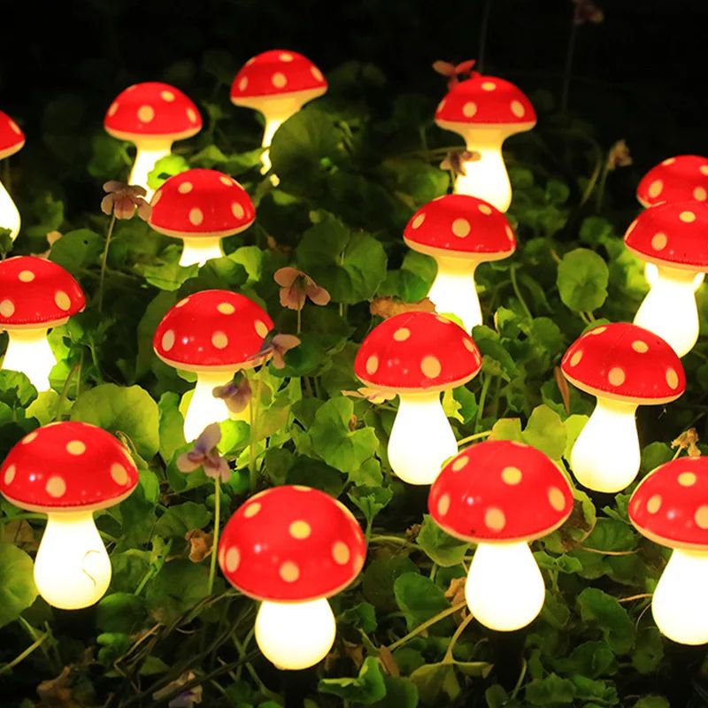 Solar LED Red Mushroom Garden Lights – Waterproof Outdoor Landscape Lawn Pathway Decoration