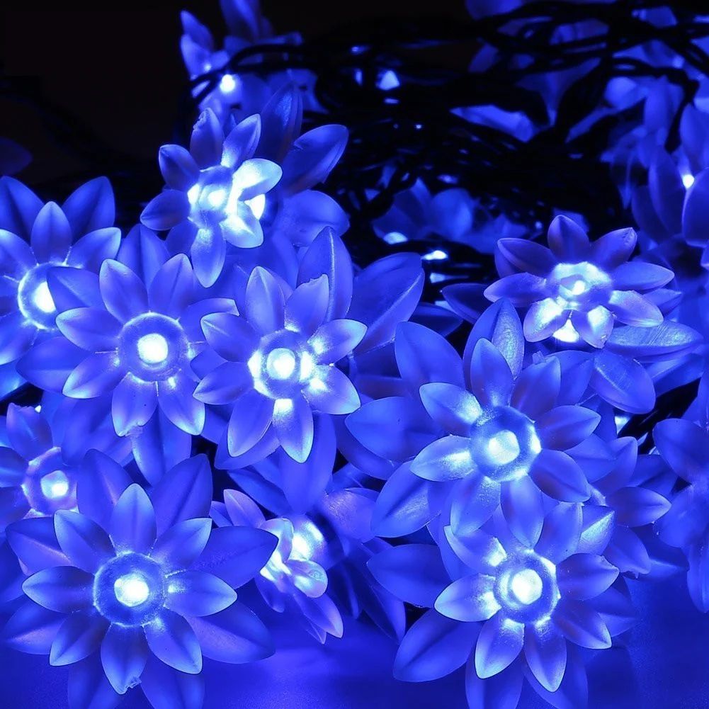 Solar Lotus Flower String Lights – Waterproof LED Cherry Blossom Fairy Lights for Garden, Patio & Christmas Decor