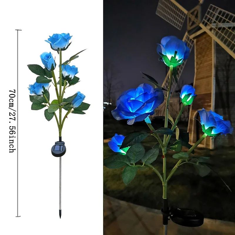 5-Head Solar Rose Garden Lights – Outdoor Waterproof LED Flower Stake Lights for Yard, Patio & Pathway Decor
