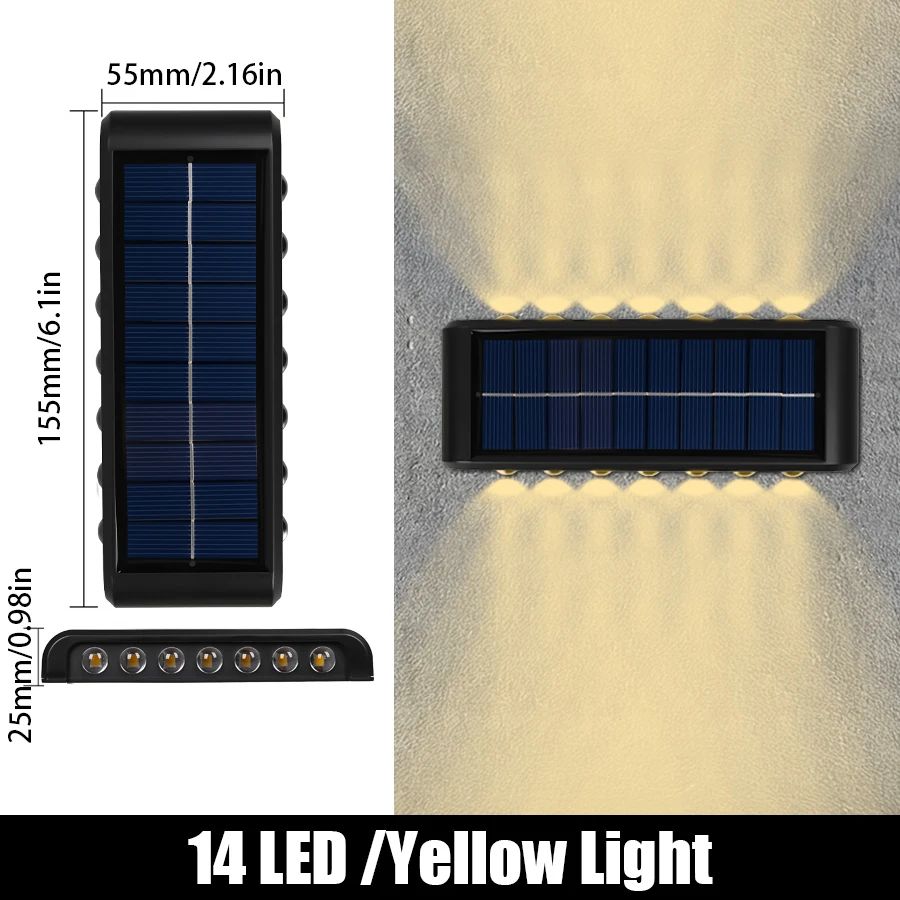 LED Solar Wall Lamp – IP65 Waterproof Up & Down Outdoor Garden Fence Light with Auto On/Off
