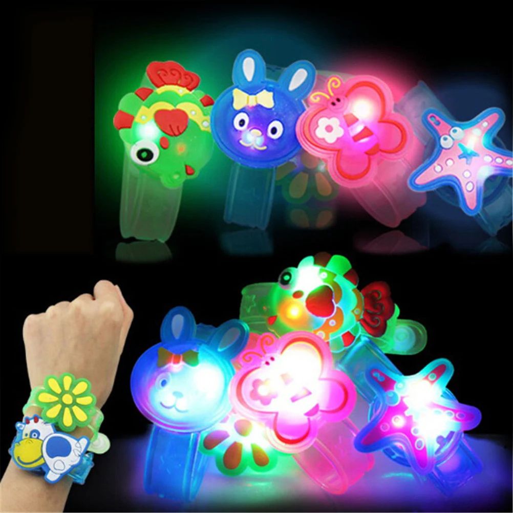 Cartoon LED Flash Wristband Bracelet for Kids – Glow in the Dark Light-Up Silicone Bracelet Party Favor Toy