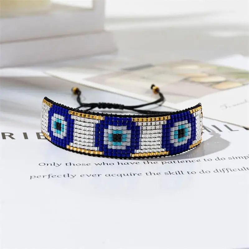 Bohemian Evil Eye Miyuki Bead Bracelet Set – Handmade Friendship Charm Bracelet for Women