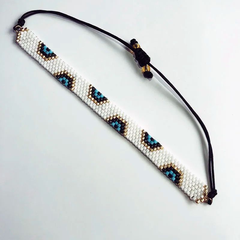 Handmade Ukrainian Flag MIYUKI Beaded Bracelet Set – Blue Yellow Glass Pendant Boho Woven Bracelet for Women