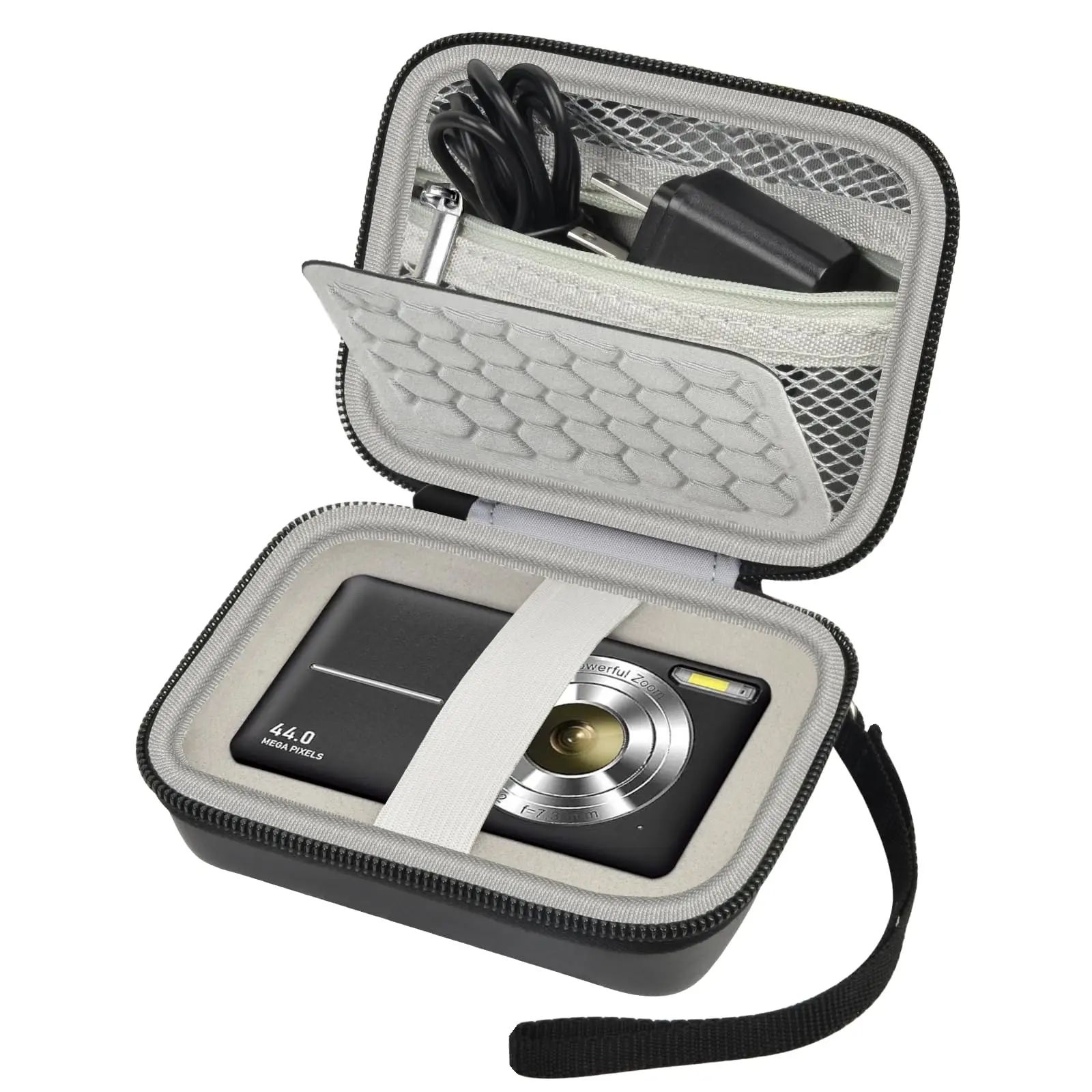 Hard Carrying Case for Digital Camera – Protective EVA Travel Storage Bag with Mesh Pocket & Hand Strap