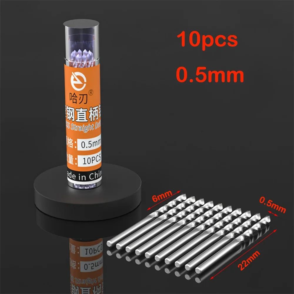 10pcs Mini HSS Twist Drill Bit Set – High Speed Steel Straight Shank Drill Bits for Woodworking & Precision Drilling