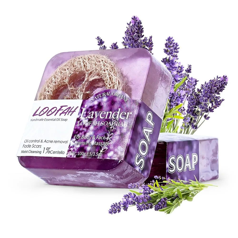 Handmade Kojic Acid Loofah Soap – 100g Botanical Exfoliating Cleansing Bath Bar with Essential Oils for Skin Care