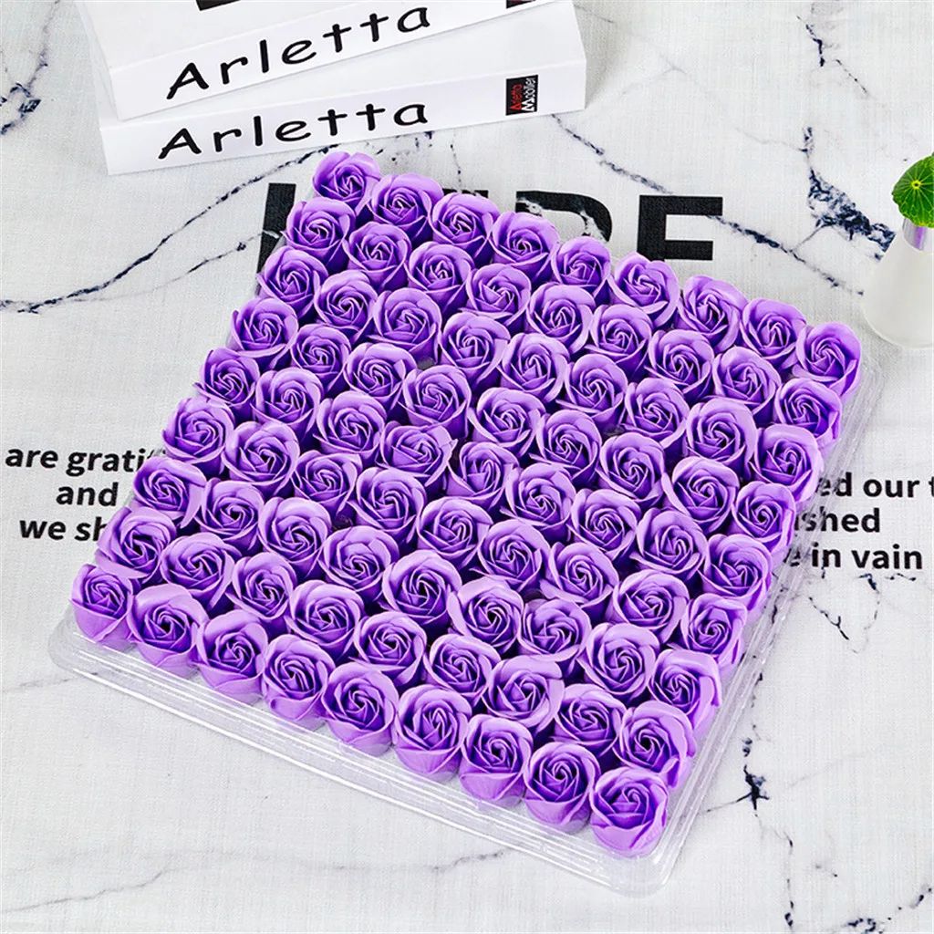 81pcs Rose Soap Flower Heads – 3-Layer Artificial Roses for Wedding Bouquets, Flower Boxes, Valentine's Day & DIY Decor
