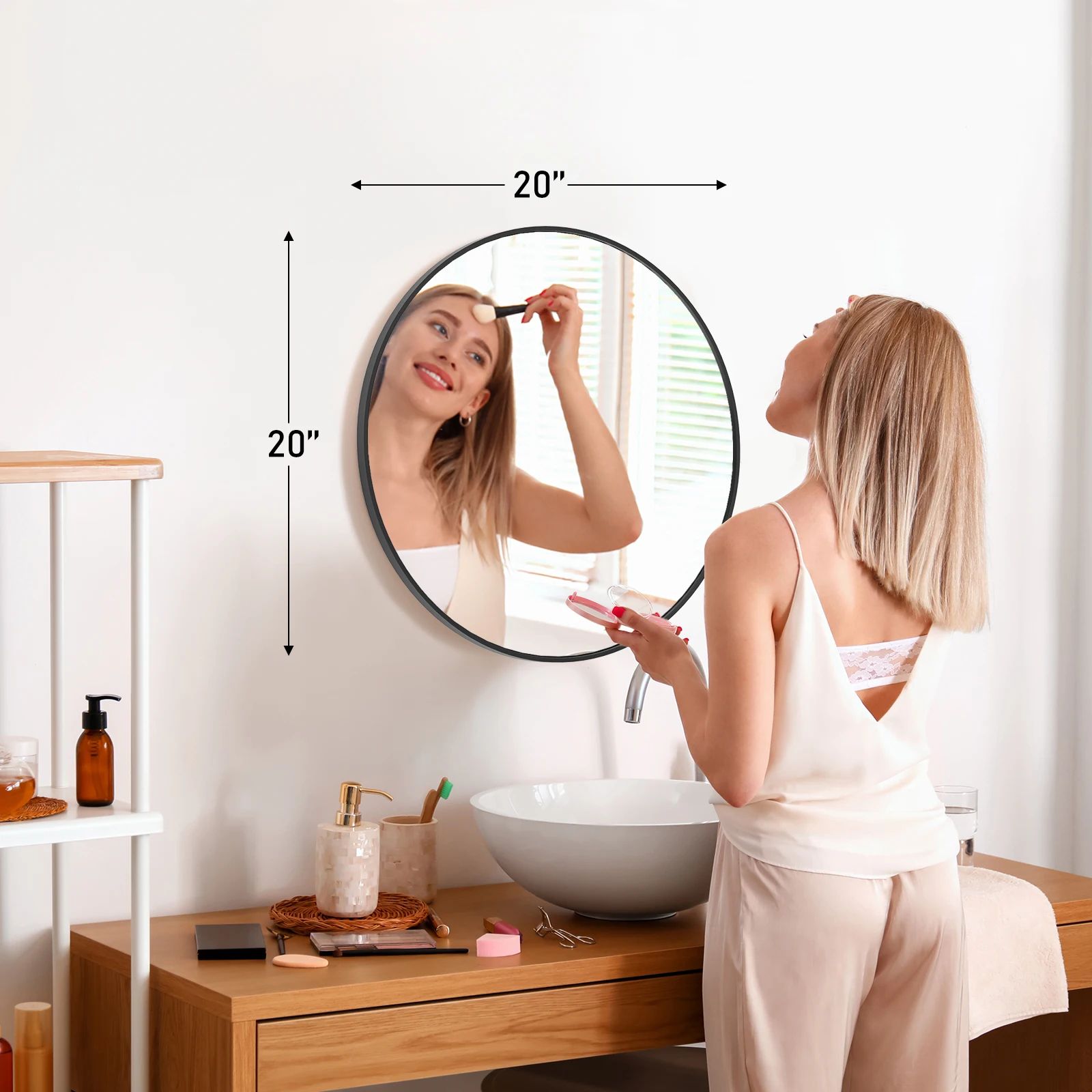 30 in Large Gold Round Wall Mirror – Modern Matte Metal Framed Vanity Mirror for Bedroom Bathroom Living Room Decor
