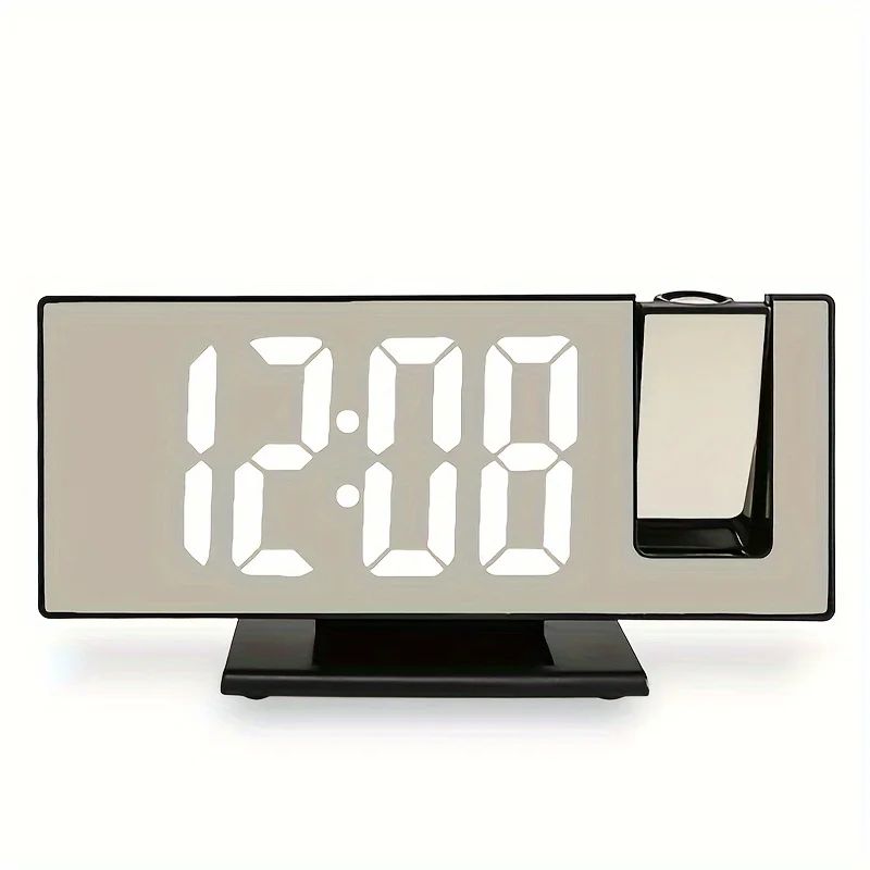 Large Number Mirror Projection Alarm Clock – Intelligent LED Digital Display for Bedroom Desk with Temperature & Memory