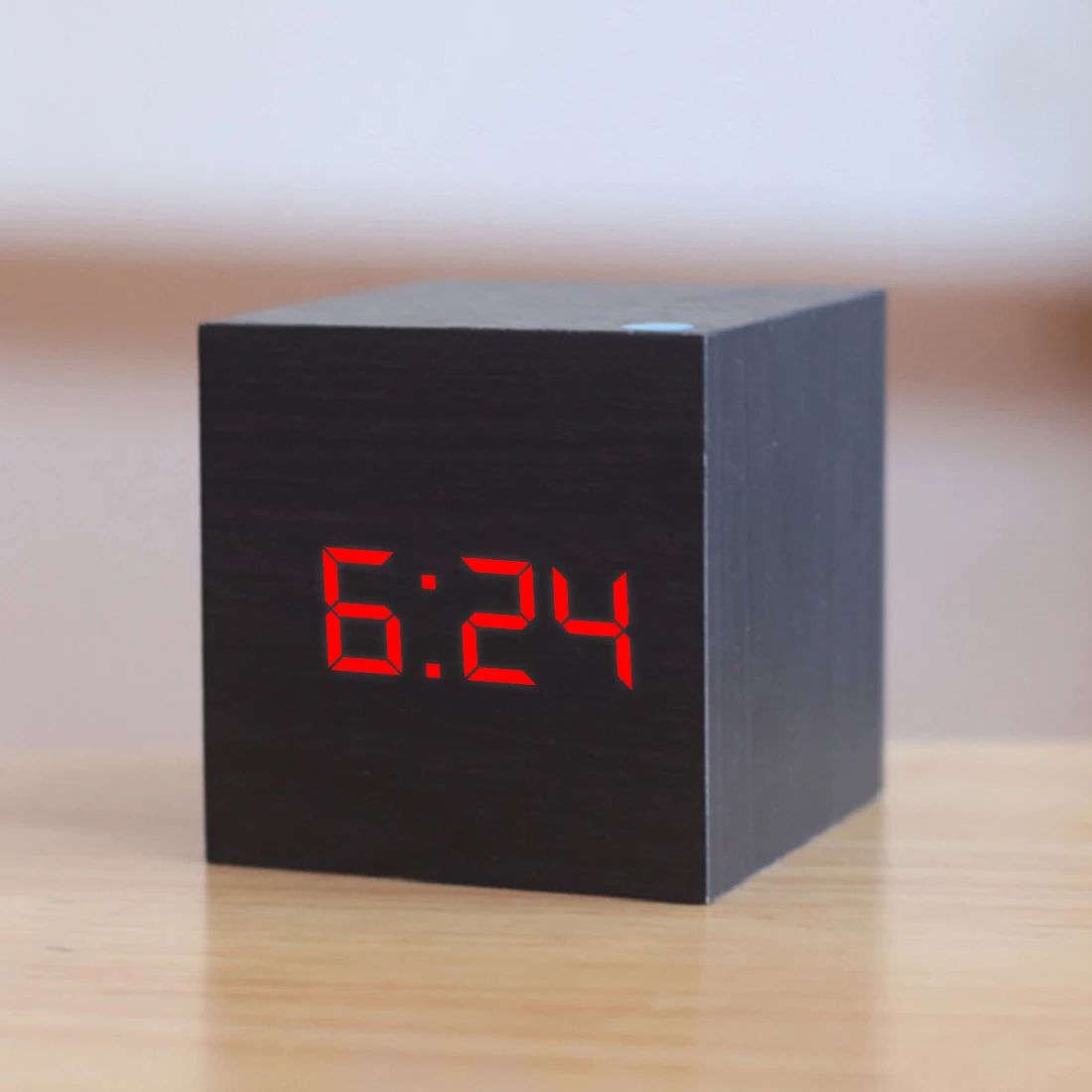 Digital Wooden LED Alarm Clock – Retro Voice Control Snooze Desk Clock with Time & Temperature Display USB Powered